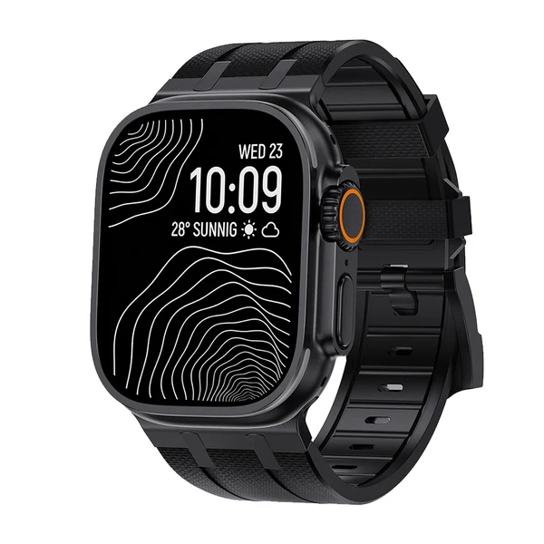 AP-Style Integrated FKM Rubber Band — Czarny czarny / 46mm/45mm/44mm