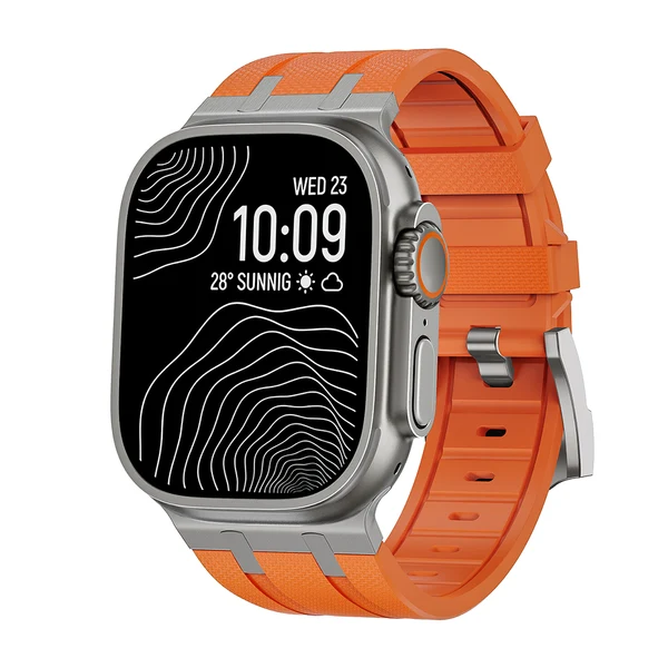 AP-Style Integrated FKM Rubber Band — Pomarańczowy srebrny / 46mm/45mm/44mm