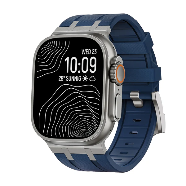 AP-Style Integrated FKM Rubber Band — Niebieski srebrny / 46mm/45mm/44mm