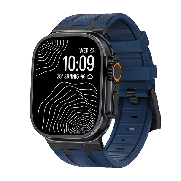 AP-Style Integrated FKM Rubber Band — Niebieski czarny / 46mm/45mm/44mm