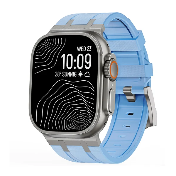 AP-Style Integrated FKM Rubber Band — Turkusowy srebrny / 46mm/45mm/44mm