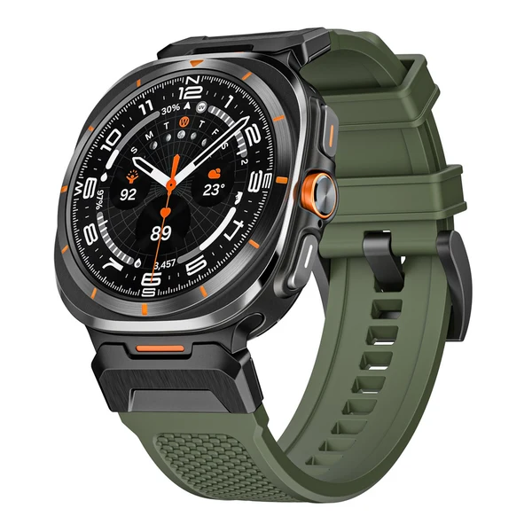 Tactical Rubber Band For Samsung Watch 7 Ultra — Grün – Adapter Schwarz / Samsung Watch 7 Ultra