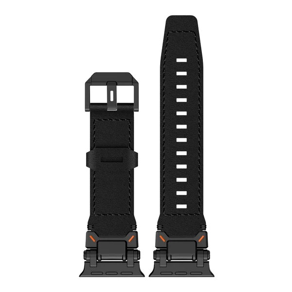 Explorer Crazy Horse Leather Band For Apple Watch — Schwarz – Adapter Schwarz / 49mm