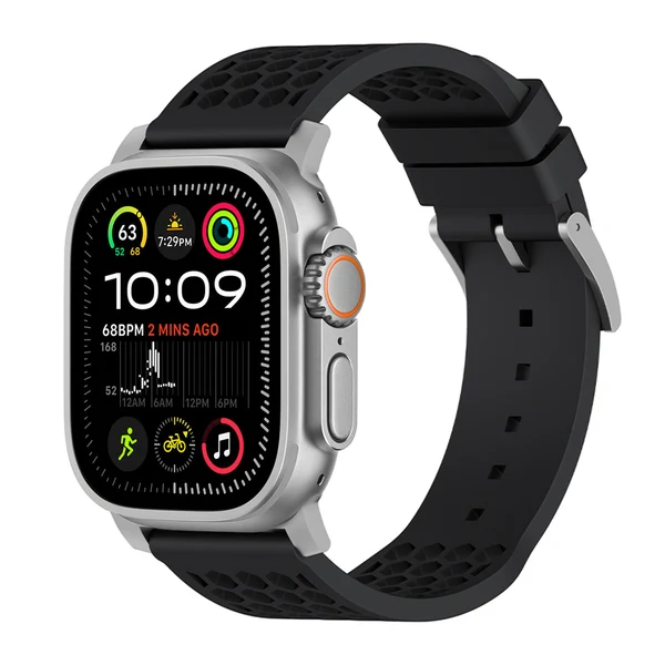 Football X Sport Band — Negro – hebilla plata / 46mm/45mm/44mm