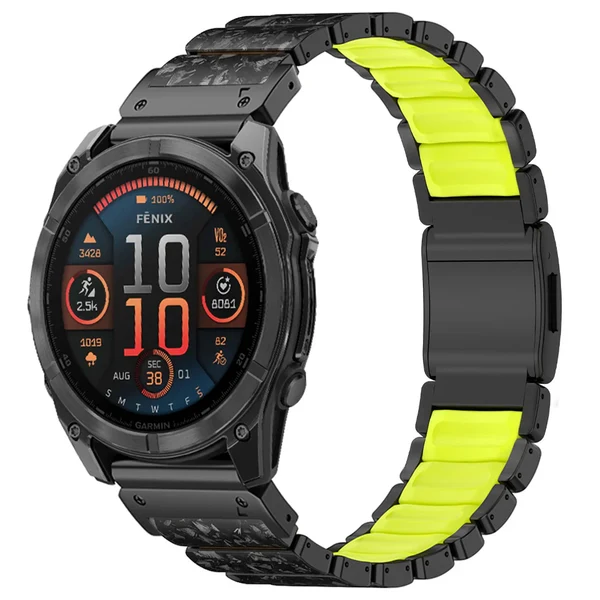 Garmin QuickFit GEMINI Carbon Fiber Band — Schwarz Neongrün / QuickFit 26mm