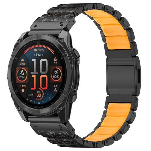 Garmin QuickFit GEMINI Carbon Fiber Band — Schwarz Orange / QuickFit 26mm