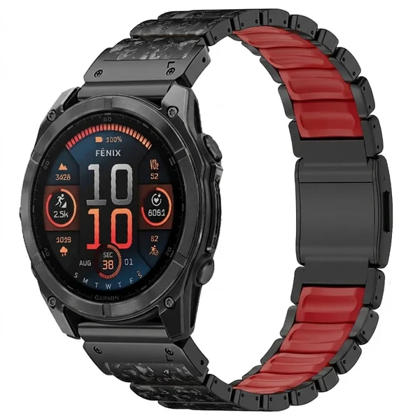 Garmin QuickFit GEMINI Carbon Fiber Band — Schwarz Rot / QuickFit 26mm