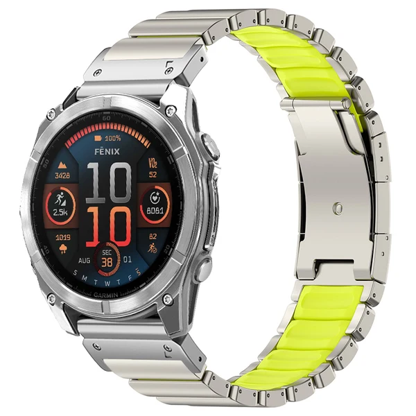Garmin QuickFit GEMINI Titanium Band — Titanio verde neon / 26mm