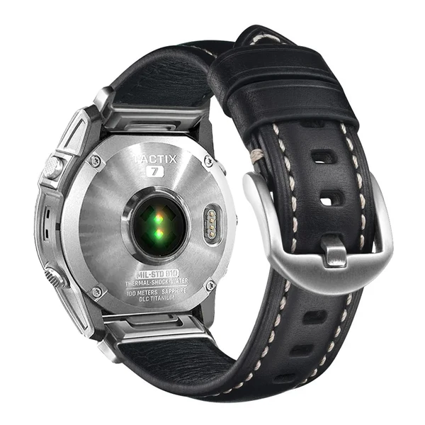 Garmin QuickFit Nappa Leather Band — Preto / Prateado / 20mm