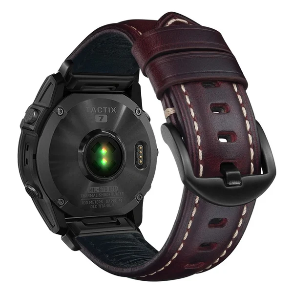 Garmin QuickFit Nappa Leather Band — Vermelho-vinho / Preto / 20mm