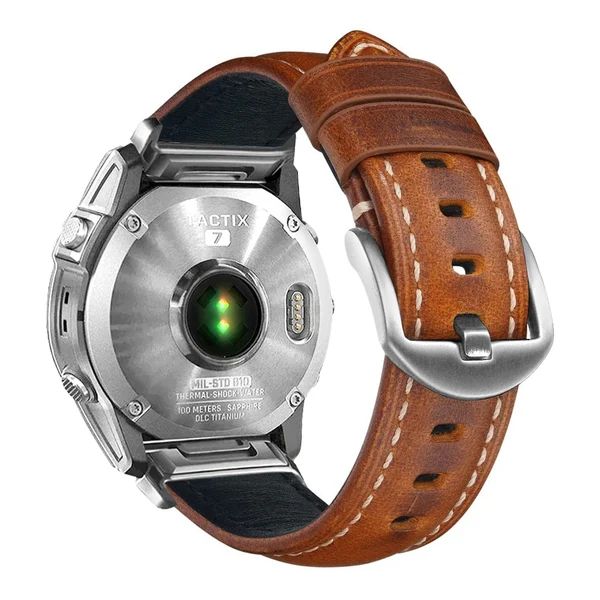Garmin QuickFit Nappa Leather Band — Castanho / Prateado / 20mm