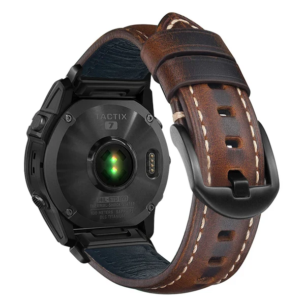Garmin QuickFit Nappa Leather Band — Castanho-escuro / Preto / 20mm