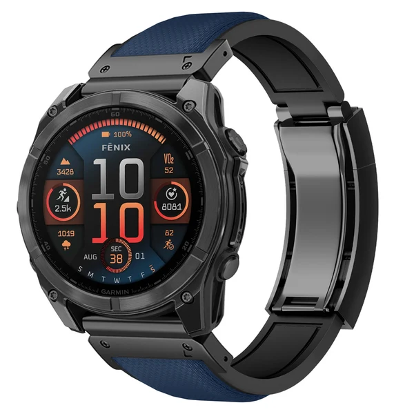 Garmin QuickFit R Elite FKM Rubber Band - Classic — Bleu – boucle noire / 20mm