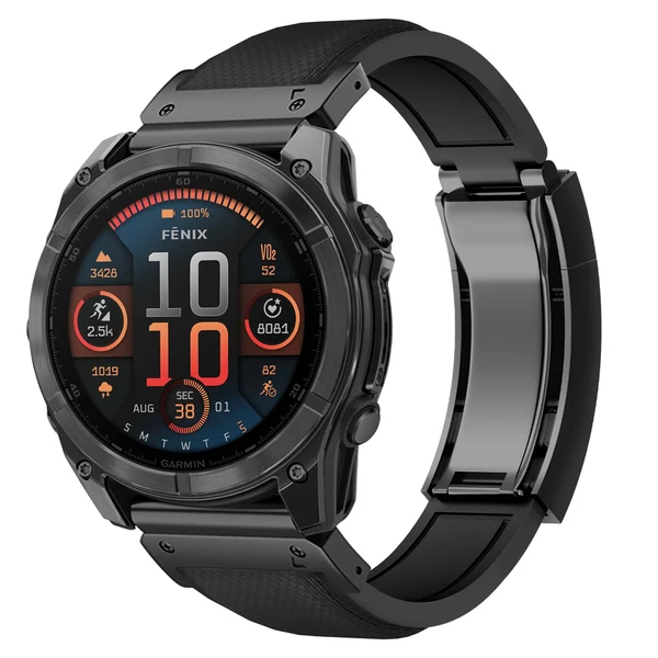 Garmin QuickFit R Elite FKM Rubber Band - Classic — Noir – boucle noire / 20mm