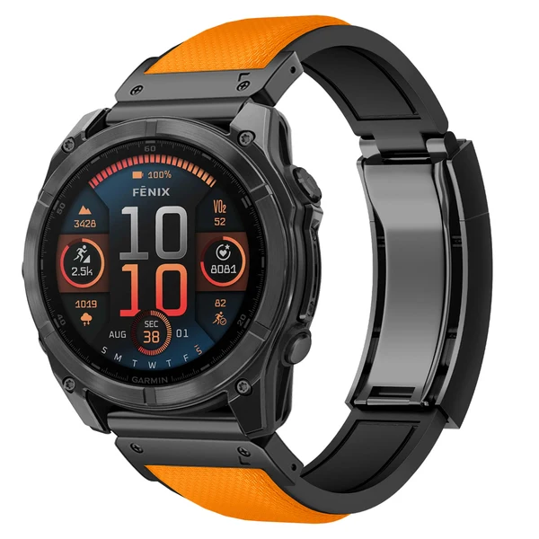 Garmin QuickFit R Elite FKM Rubber Band - Classic — Orange – boucle noire / 20mm