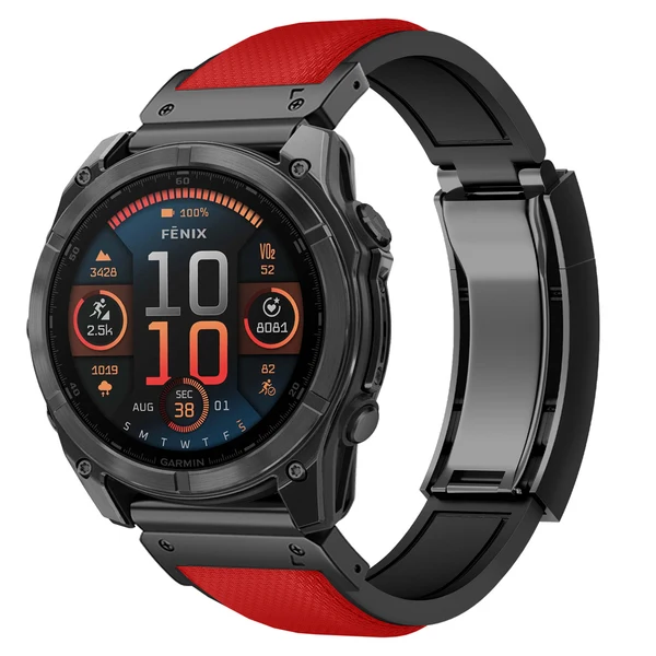 Garmin QuickFit R Elite FKM Rubber Band - Classic — Rouge – boucle noire / 20mm