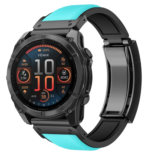 Garmin QuickFit R Elite FKM Rubber Band - Classic — Turquoise – boucle noire / 20mm