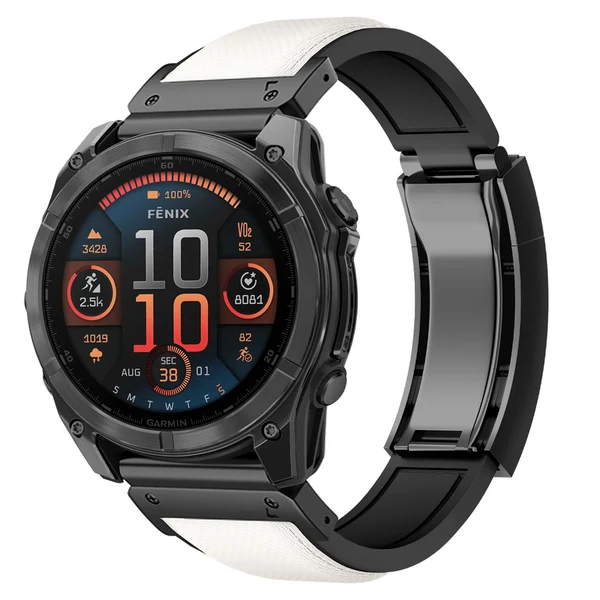 Garmin QuickFit R Elite FKM Rubber Band - Classic — Blanc – boucle noire / 20mm