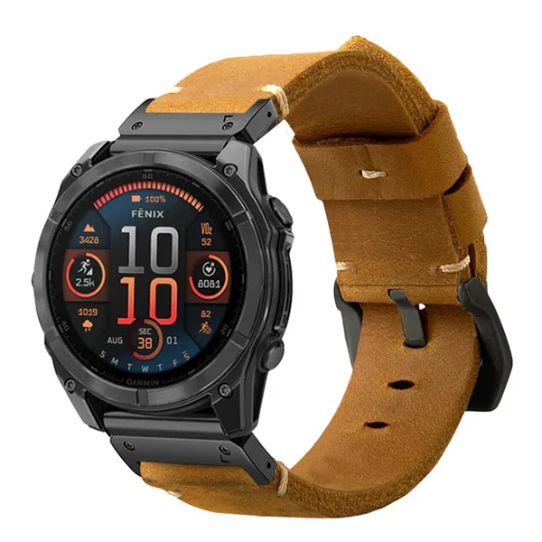 Garmin QuickFit Vintage Leather Band — Gelb / Schwarz / 26mm