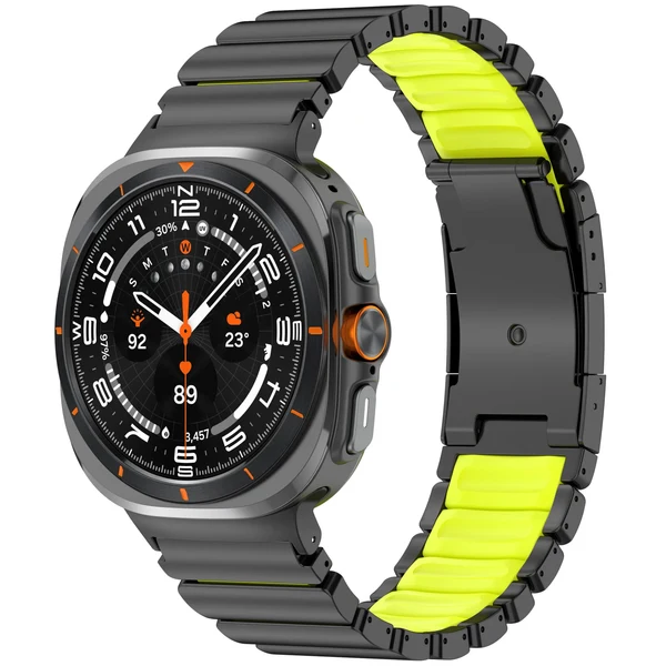 GEMINI Titanium Band For Samsung Galaxy Watch — Schwarz Neongrün / Galaxy Watch Ultra 47mm