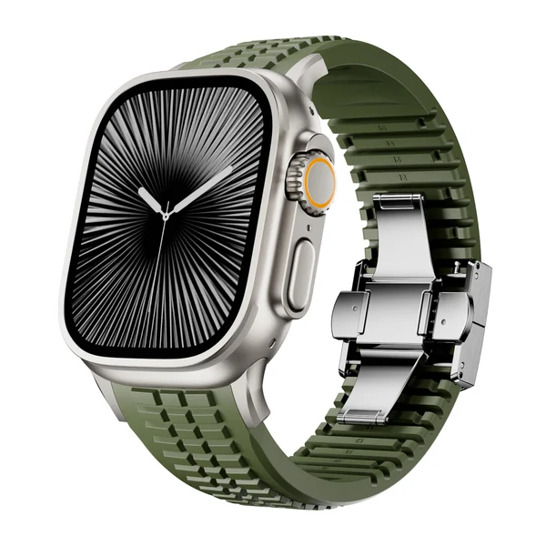 GR Modern Band For Apple Watch — Grün – Schließe Silber / 46mm/45mm/44mm