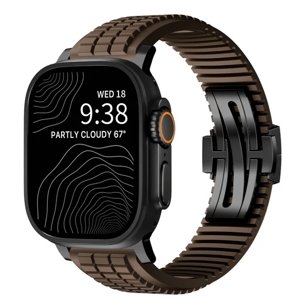 GR Modern Band Upgraded Version For Apple Watch — Correa marrón – hebilla negra / 42mm/41mm/40mm