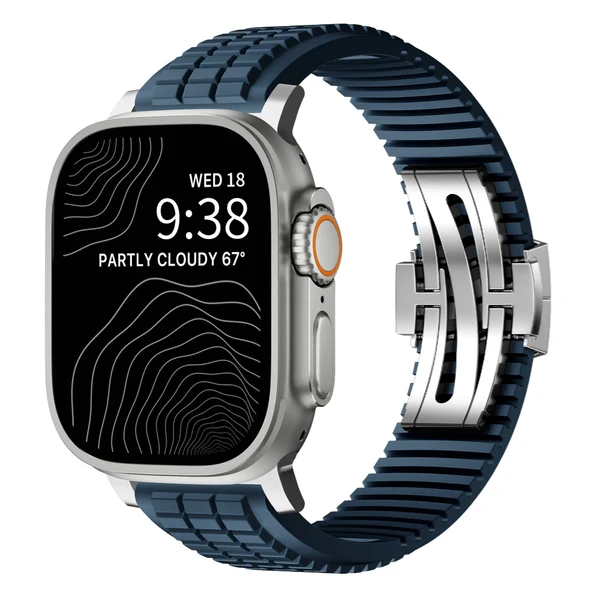 GR Modern Band Upgraded Version For Apple Watch — Correa azul – hebilla plateada / 42mm/41mm/40mm