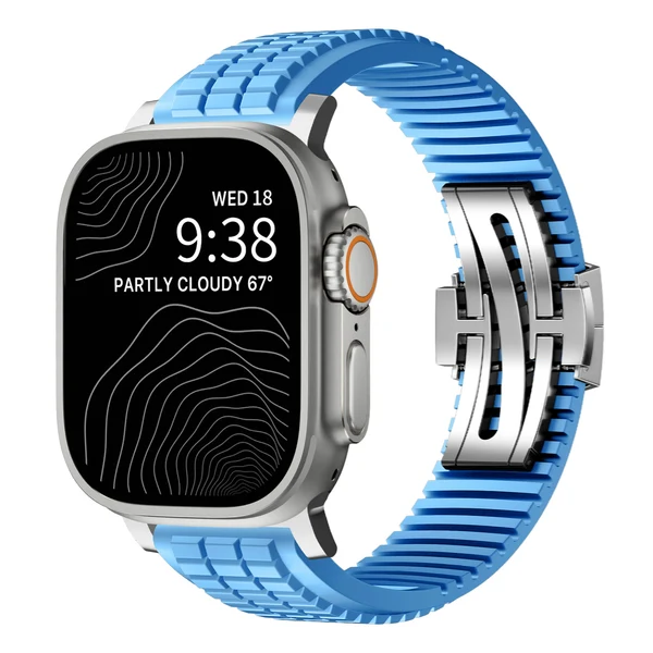 GR Modern Band Upgraded Version For Apple Watch — Correa turquesa – hebilla plateada / 42mm/41mm/40mm