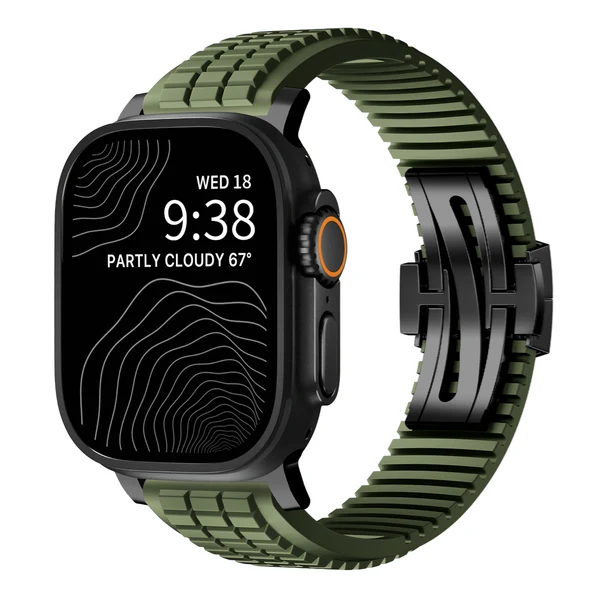 GR Modern Band Upgraded Version For Apple Watch — Correa verde – hebilla negra / 42mm/41mm/40mm