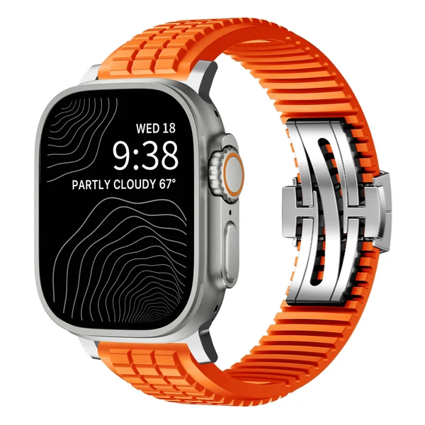 GR Modern Band Upgraded Version For Apple Watch — Correa naranja – hebilla plateada / 42mm/41mm/40mm