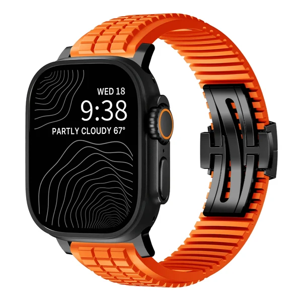 GR Modern Band Upgraded Version For Apple Watch — Correa naranja – hebilla negra / 42mm/41mm/40mm