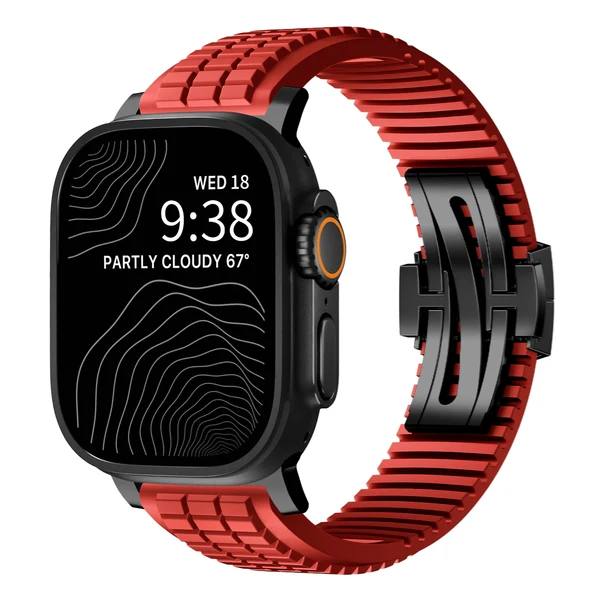 GR Modern Band Upgraded Version For Apple Watch — Correa roja – hebilla negra / 42mm/41mm/40mm