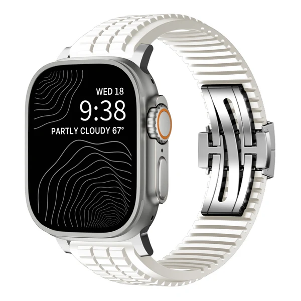 GR Modern Band Upgraded Version For Apple Watch — Correa blanca – hebilla plateada / 42mm/41mm/40mm