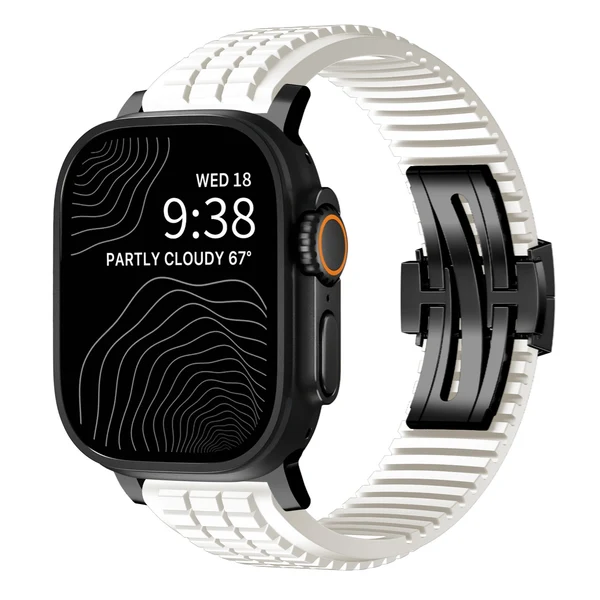 GR Modern Band Upgraded Version For Apple Watch — Correa blanca – hebilla negra / 42mm/41mm/40mm
