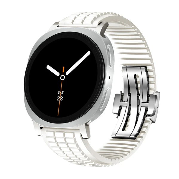 GR Modern Band Upgraded Version For Samsung Galaxy Watch — Biały – srebrna klamra / Galaxy Watch8 40mm/44mm