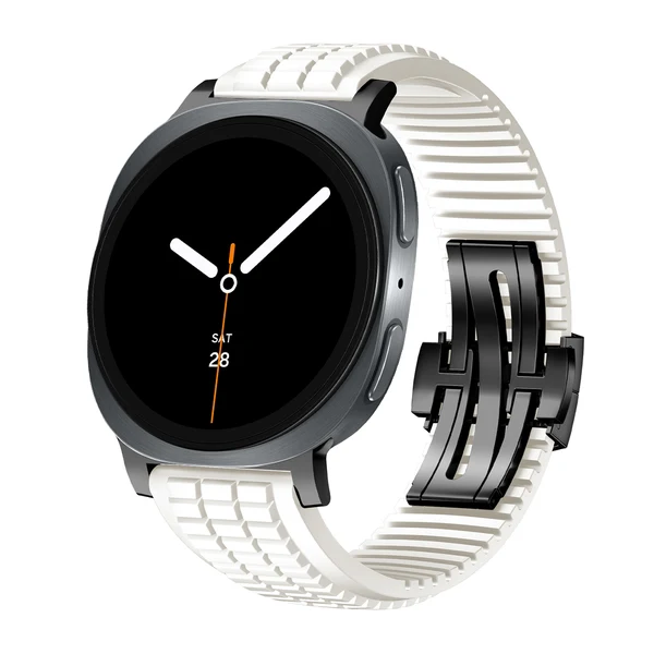GR Modern Band Upgraded Version For Samsung Galaxy Watch — Biały – czarna klamra / Galaxy Watch8 40mm/44mm