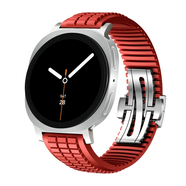 GR Modern Band Upgraded Version For Samsung Galaxy Watch — Czerwony – srebrna klamra / Galaxy Watch8 40mm/44mm