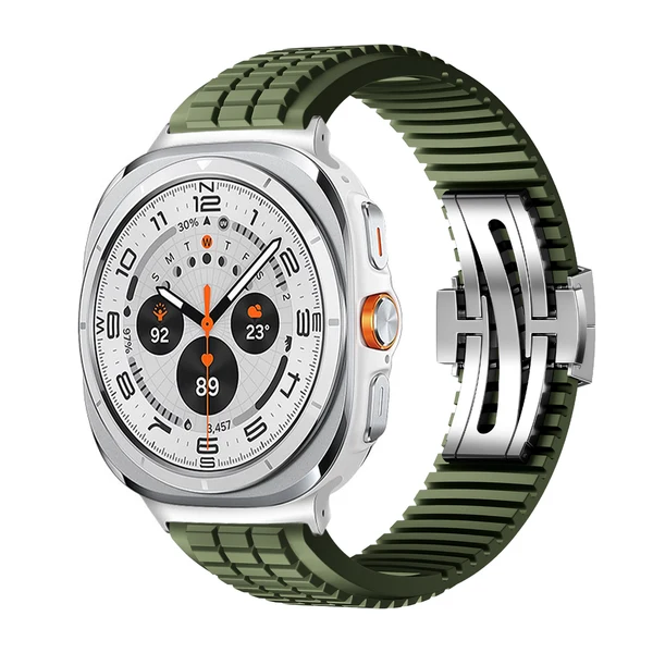 GR Modern Band Upgraded Version For Samsung Galaxy Watch — Zielony – srebrna klamra / Galaxy Watch Ultra 47mm