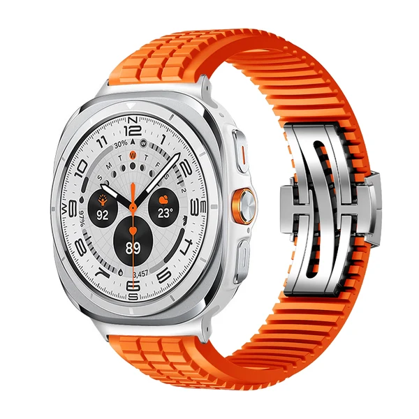 GR Modern Band Upgraded Version For Samsung Galaxy Watch — Pomarańczowy – srebrna klamra / Galaxy Watch Ultra 47mm