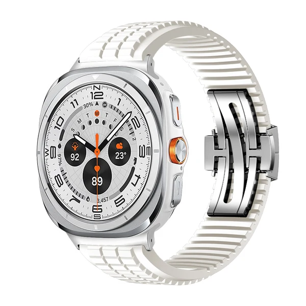 GR Modern Band Upgraded Version For Samsung Galaxy Watch — Biały – srebrna klamra / Galaxy Watch Ultra 47mm