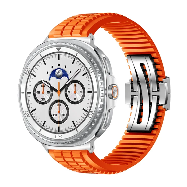 GR Modern Band Upgraded Version For Samsung Galaxy Watch — Pomarańczowy – srebrna klamra / Galaxy Watch8 Classic 46mm
