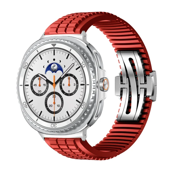 GR Modern Band Upgraded Version For Samsung Galaxy Watch — Czerwony – srebrna klamra / Galaxy Watch8 Classic 46mm
