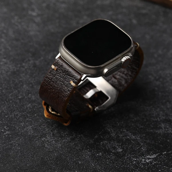 Vintage Horween Leather Strap For Apple Watch, vista 4 di 7