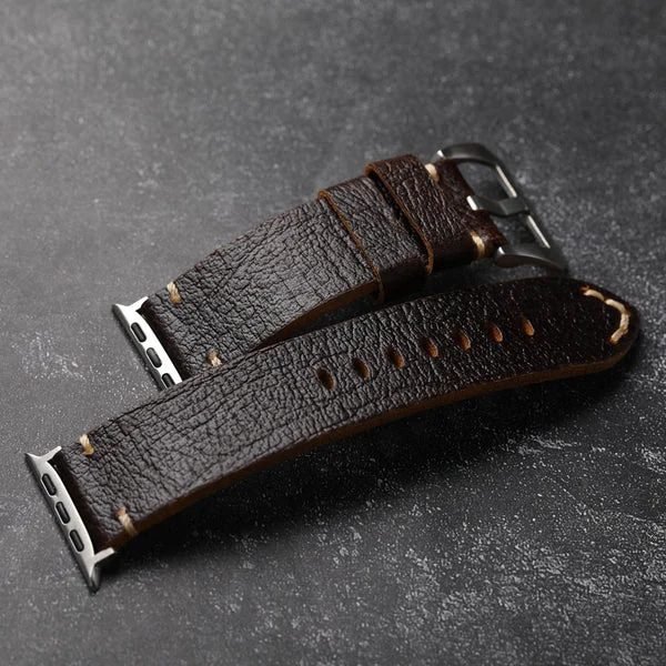 Vintage Horween Leather Strap For Apple Watch, vista 3 di 7