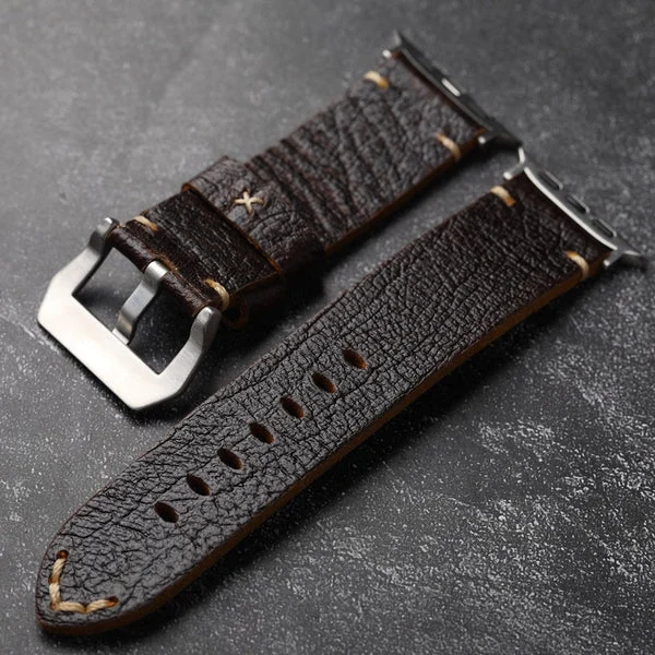 Vintage Horween Leather Strap For Apple Watch, vista 2 di 7