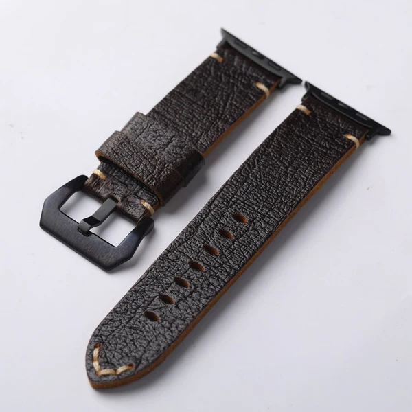 Vintage Horween Leather Strap For Apple Watch — 40mm/41mm/42mm / Nero