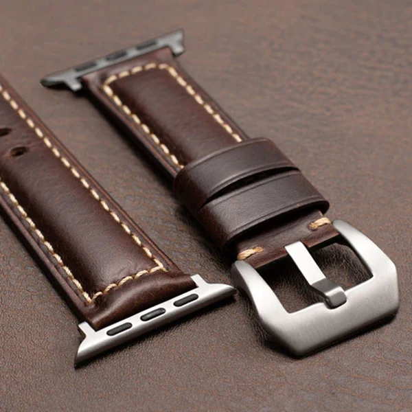 Nappa Leather Band For Apple Watch — Dunkelbraun / Silber / 40mm/41mm/42mm