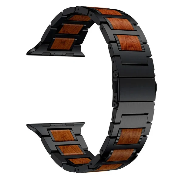 Natural Red Sandalwood & Metal Watch Band, view 3 of 8