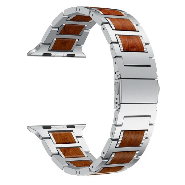Natural Red Sandalwood & Metal Watch Band, view 8 of 8