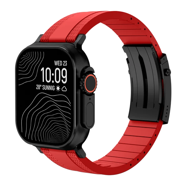 Ocean Luxe Band For Apple Watch — Czerwony – czarna klamra / 42mm/41mm/40mm
